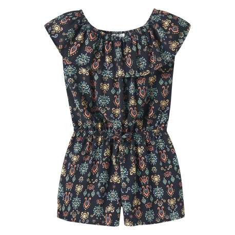 Combishort marine à motifs pourvu d'un col bardot élastiqué