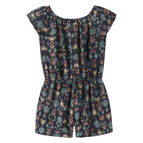 Combishort marine à motifs pourvu d'un col bardot élastiqué - Image 2
