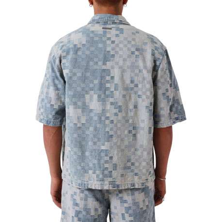 Chemise en coton mélangé bleue à carreaux avec une coupe droite - Image 2