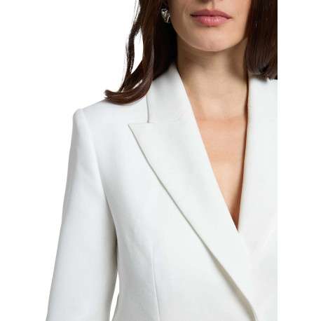 Blazer blanc à coupe ajustée pourvu d'un col à revers et de manches longues - Image 4