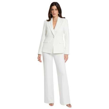 Blazer blanc à coupe ajustée pourvu d'un col à revers et de manches longues - Image 5