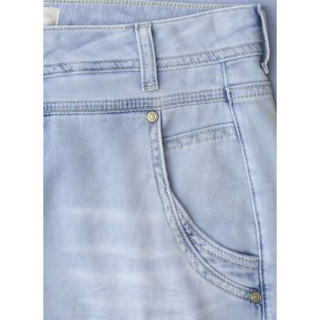Jean en coton stone uni avec une coupe carotte muni d'un zip et d'un bouton - Image 2