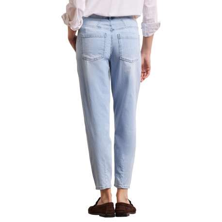 Jean en coton stone uni avec une coupe carotte muni d'un zip et d'un bouton - Image 4