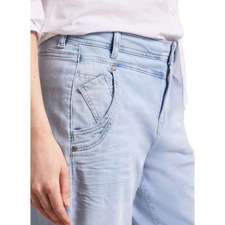 Jean en coton stone uni avec une coupe carotte muni d'un zip et d'un bouton - Image 5