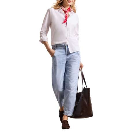 Jean en coton stone uni avec une coupe carotte muni d'un zip et d'un bouton - Image 6