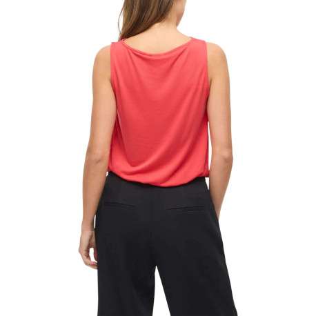 Débardeur rouge uni avec une coupe droite et un col bénitier - Image 4