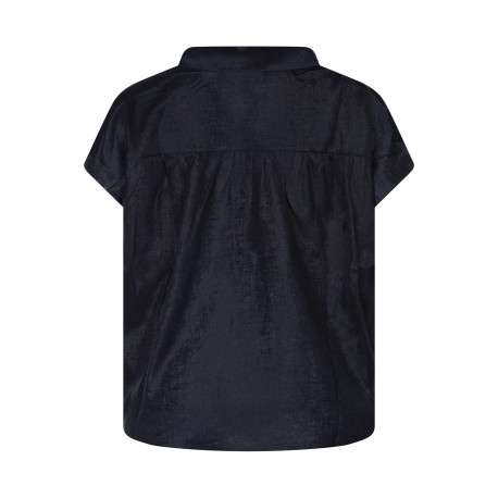 Chemisier marine uni avec une coupe droite et un col chemise - Image 2