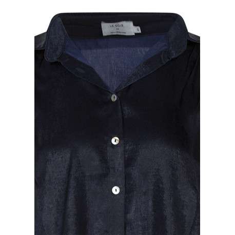 Chemisier marine uni avec une coupe droite et un col chemise - Image 3