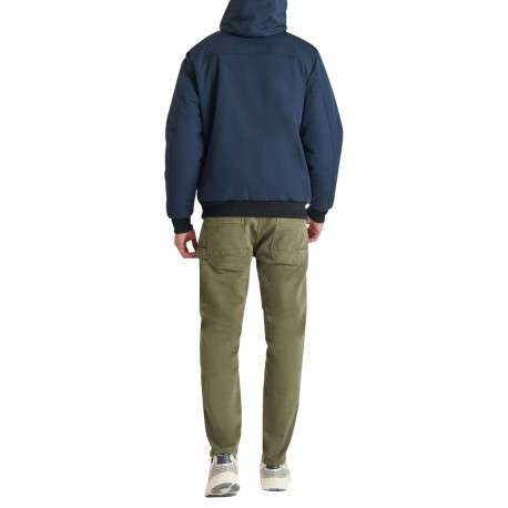 Blouson marine uni avec une coupe droite et un col à capuche - Image 3