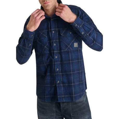 Chemise en coton marine imprimée avec un col français et une coupe droite - Image 2