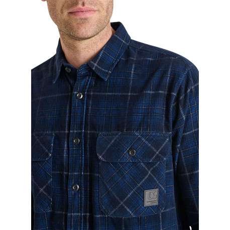 Chemise en coton marine imprimée avec un col français et une coupe droite - Image 5