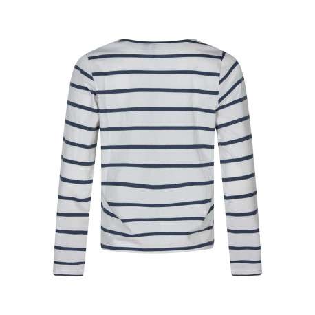 T-shirt écru à rayures avec une coupe droite et des manches longues - Image 2