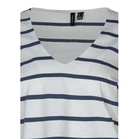 T-shirt écru à rayures avec une coupe droite et des manches longues - Image 3