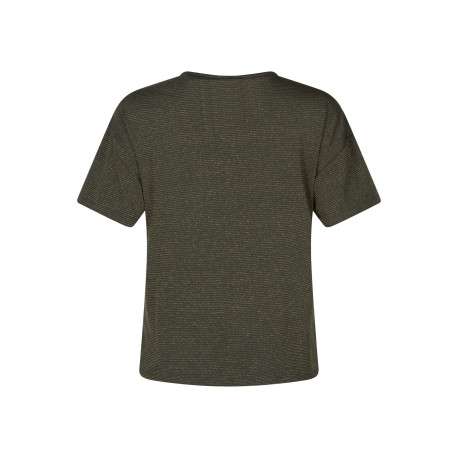 T-shirt kaki à rayures pourvu de manches courtes et d'une coupe large - Image 2