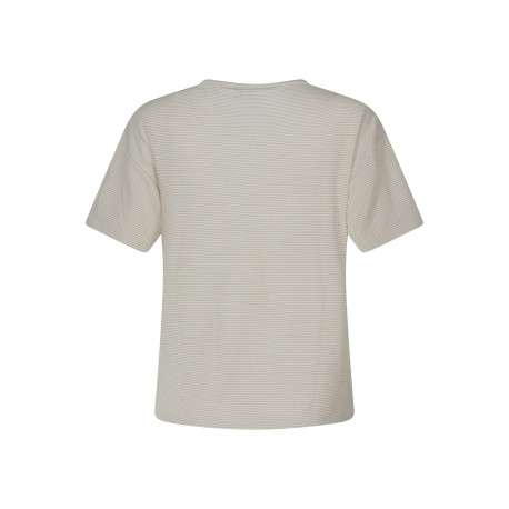 T-shirt blanc à rayures pourvu de manches courtes et d'une coupe large - Image 2