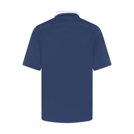 Chemise en coton indigo unie avec une coupe droite et un col américain - Image 2