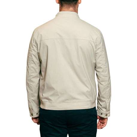 Blouson beige uni pourvu d'une coupe droite et d'un col montant - Image 2