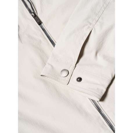 Blouson beige uni pourvu d'une coupe droite et d'un col montant - Image 6