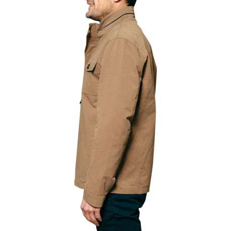 Parka en coton taupe unie avec une coupe droite et un col montant - Image 2
