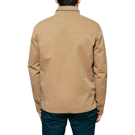 Parka en coton taupe unie avec une coupe droite et un col montant - Image 3