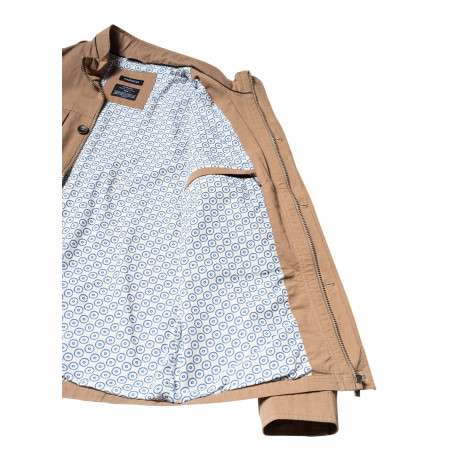 Parka en coton taupe unie avec une coupe droite et un col montant - Image 5