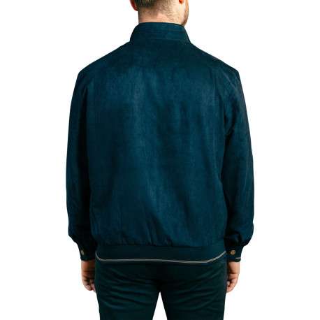 Blouson marine uni pourvu d'une coupe droite et d'un col montant - Image 3