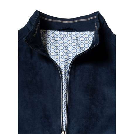 Blouson marine uni pourvu d'une coupe droite et d'un col montant - Image 4