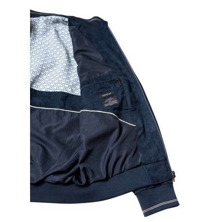 Blouson marine uni pourvu d'une coupe droite et d'un col montant - Image 5