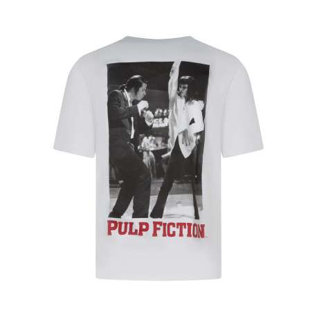 T-shirt en coton blanc imprimé avec une coupe droite et un col rond - Image 2