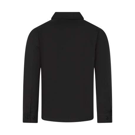 Surchemise en coton noire unie avec une coupe droite et un col à revers - Image 2