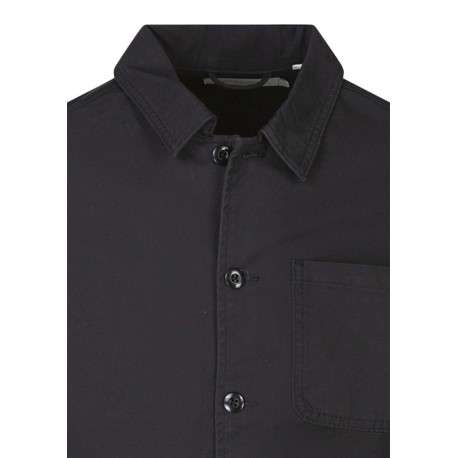Surchemise en coton noire unie avec une coupe droite et un col à revers - Image 3