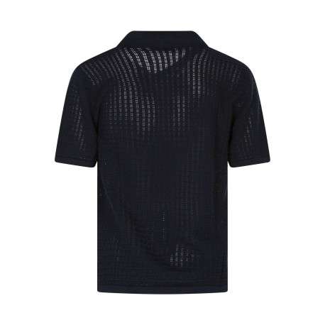Polo en coton biologique marine uni avec une coupe droite et un col revers - Image 2