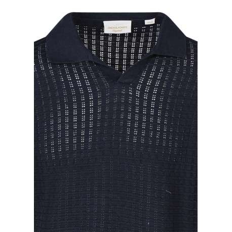 Polo en coton biologique marine uni avec une coupe droite et un col revers - Image 3