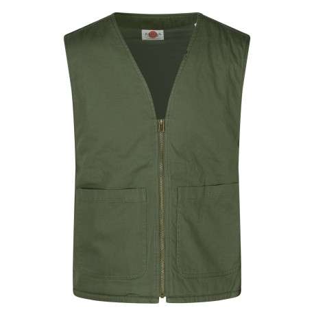 Blouson en coton kaki uni sans manches avec une coupe droite