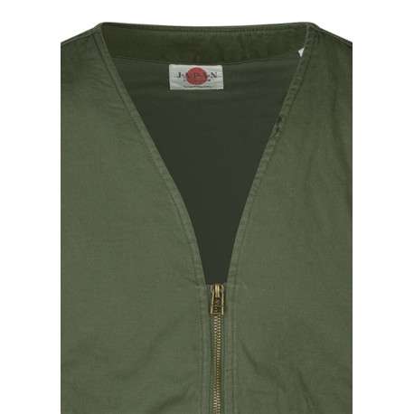 Blouson en coton kaki uni sans manches avec une coupe droite - Image 3