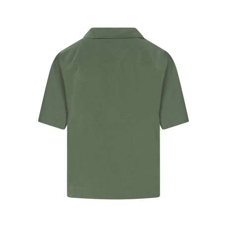 Chemise en coton kaki unie avec une coupe droite et d'un col chemise - Image 2