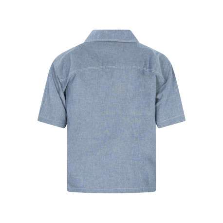 Chemise bleue unie pourvue d'une coupe droite et d'un col chemise - Image 2