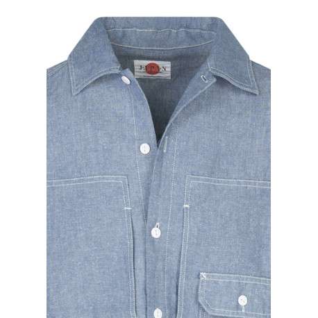Chemise bleue unie pourvue d'une coupe droite et d'un col chemise - Image 3