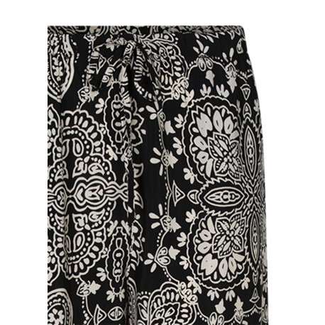 Pantalon noir à motifs pourvu d'une coupe droite et d'une taille élastiquée - Image 3