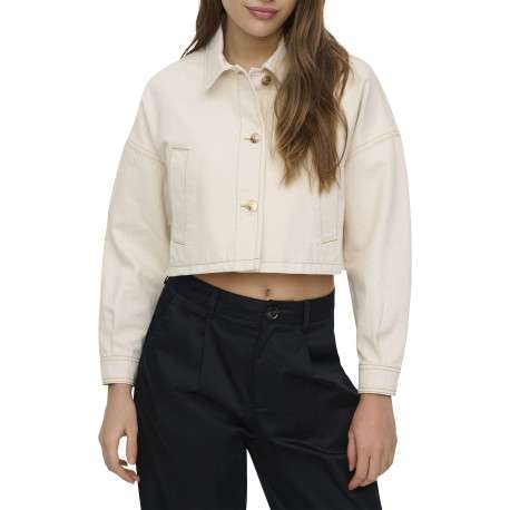 Blouson en jean en coton écru uni pourvu d'un col chemise et d'une coupe droite - Image 6