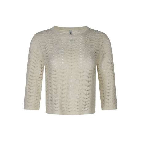 Pull beige uni pourvu d'une coupe droite et de manches longues