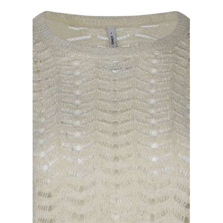 Pull beige uni pourvu d'une coupe droite et de manches longues - Image 3
