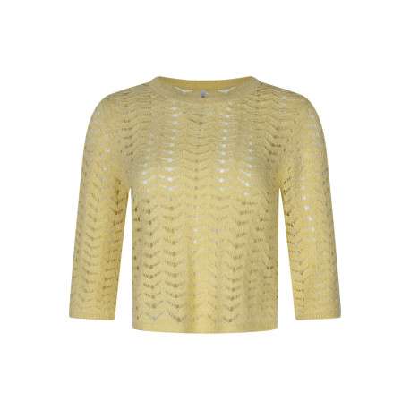 Pull jaune uni pourvu d'une coupe droite et de manches longues