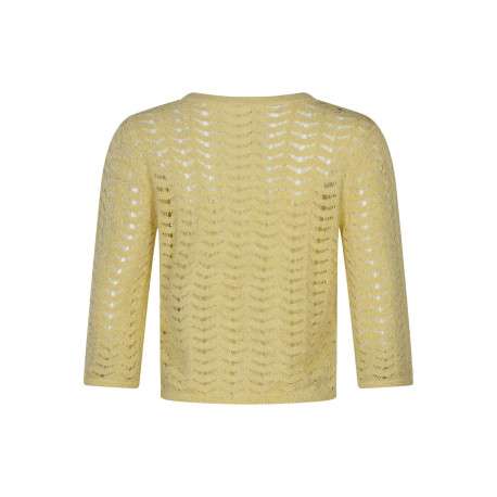Pull jaune uni pourvu d'une coupe droite et de manches longues - Image 2