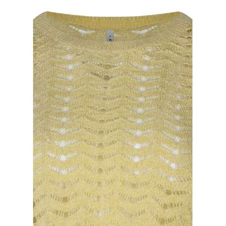 Pull jaune uni pourvu d'une coupe droite et de manches longues - Image 3
