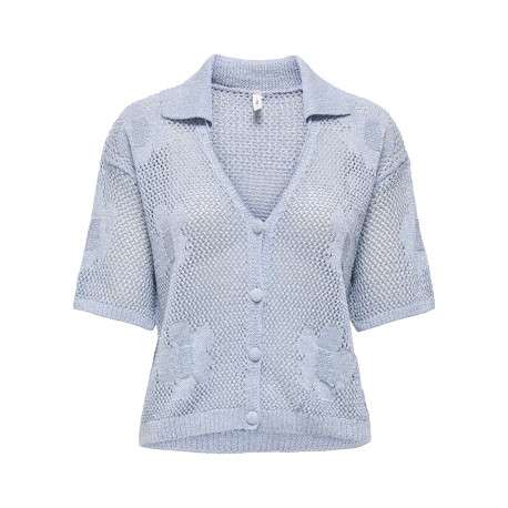 Pull ciel uni pourvu de manches courtes et d'une coupe ajustée