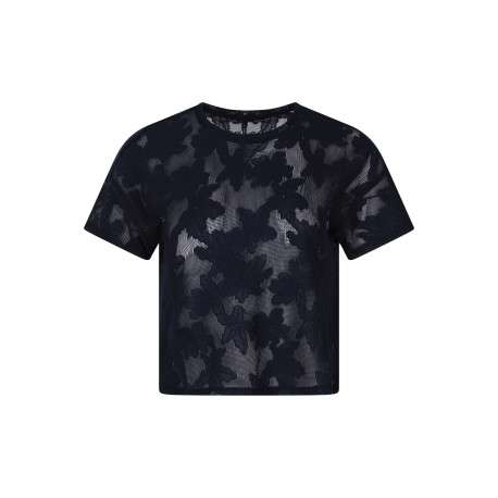 T-shirt en coton mélangé marine uni pourvu d'une coupe droite