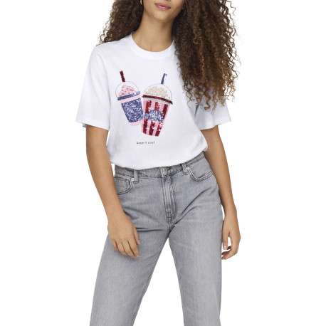 T-shirt en coton biologique blanc uni pourvu d'une coupe droite - Image 3