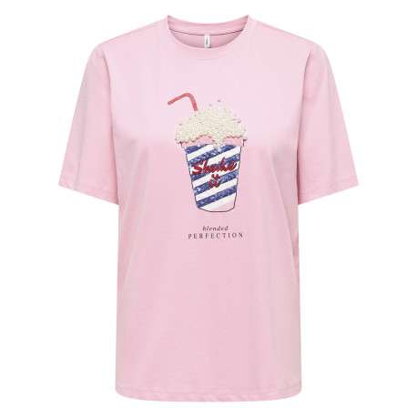 T-shirt en coton biologique rose uni pourvu d'une coupe droite