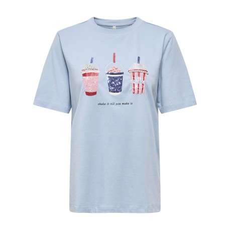 T-shirt en coton biologique ciel uni pourvu d'une coupe droite